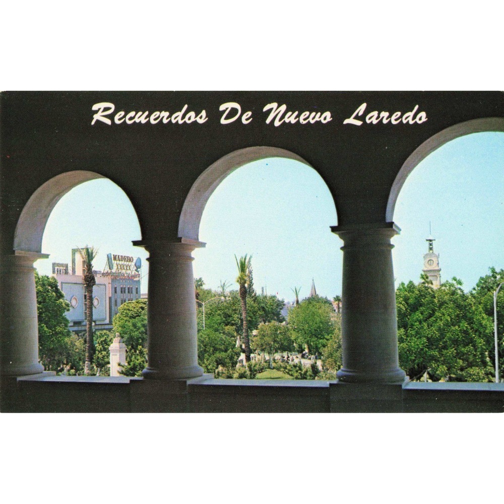 Vintage Nuevo Laredo Mexico Postcard La Plaza Hidalgo Arches Bill Kobert NL-01 - Picture 1 of 2